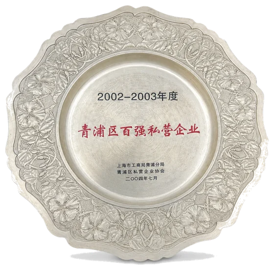 上海市民营企业100强奖牌